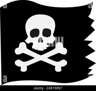 Pirate flag, illustration, vector on white background. Stock Vector