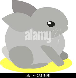 Gray bunny, illustration, vector on white background. Stock Vector