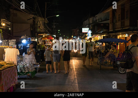 Pai, Thailand - April 10, 2017 : Night Market in Pai, nothern Thailand. Stock Photo