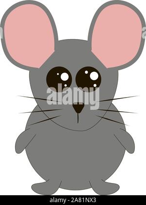 Gray mouse, illustration, vector on white background. Stock Vector