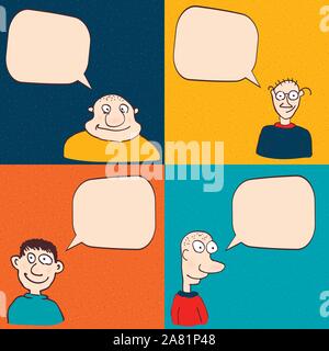 Comic faces with speech bubbles. Vector eps10 illustration Stock Vector