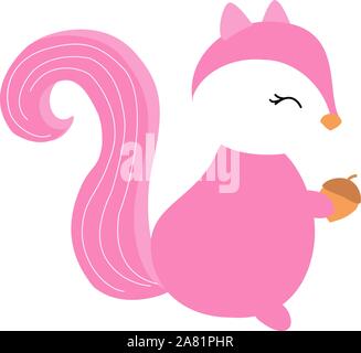 Pink squirrel, illustration, vector on white background. Stock Vector