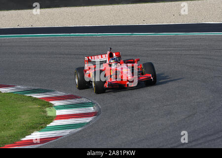 Mugello Circuit, 24 October 2019: Ferrari F1model F2008 ex Kimi Raikkonen - Felipe Massa in action during Finali Mondiali Ferrari 2019 at Mugello. Stock Photo