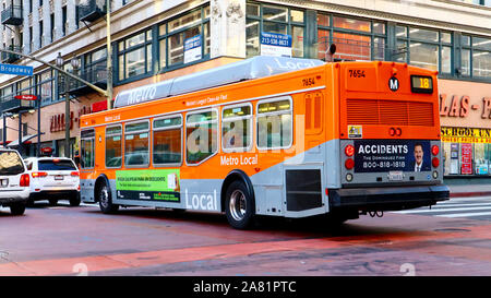 LA METRO Local Bus in downtown Los Angeles Stock Photo