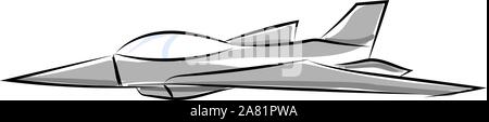 Fight jet, illustration, vector on white background. Stock Vector