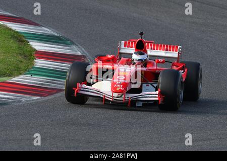 Mugello Circuit, 24 October 2019: Ferrari F1 model F2005 year 2005 ex Michael Schumacher - Rubens Barrichello in action during Finali Mondiali Ferrari. Stock Photo