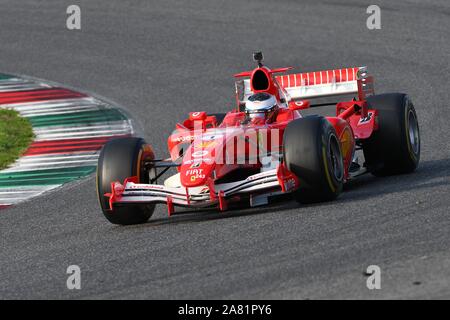 Mugello Circuit, 24 October 2019: Ferrari F1 model F2005 year 2005 ex Michael Schumacher - Rubens Barrichello in action during Finali Mondiali Ferrari. Stock Photo