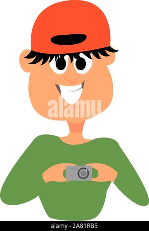 Tourist, illustration, vector on white background. Stock Vector