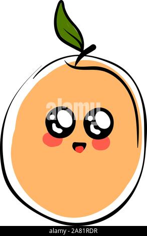 Cute apricot, illustration, vector on white background. Stock Vector