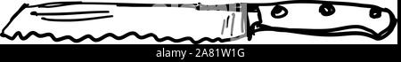 Knife for bread sketch, illustration, vector on white background. Stock Vector