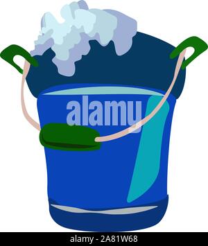 Blue bucket, illustration, vector on white background. Stock Vector