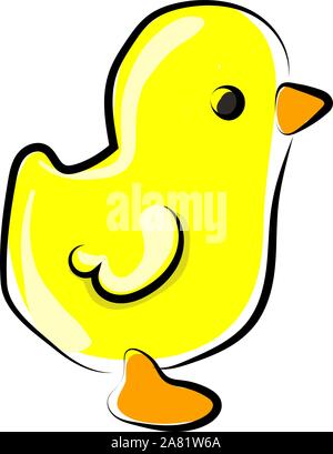 Yellow chick, illustration, vector on white background. Stock Vector
