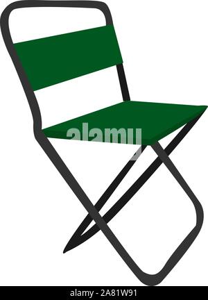Folding chair, illustration, vector on white background. Stock Vector
