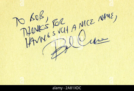 Autograph of actor Bob Crane who is best known for his starring role in the television series Hogan's Heroes. Stock Photo