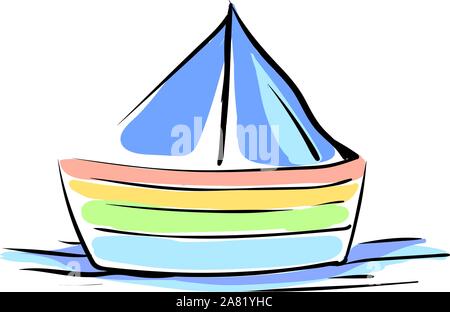 Multicolor boat, illustration, vector on white background. Stock Vector
