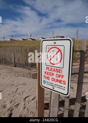 Warning signs to keep off sand dunes at beach in St Joseph Peninsula ...