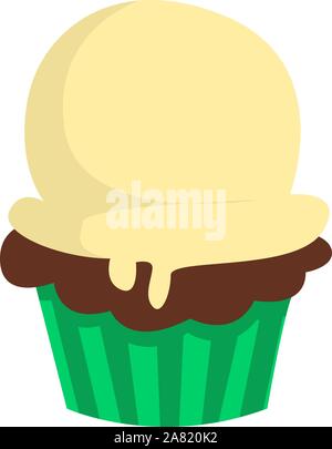 Pie with ice cream, illustration, vector on white background. Stock Vector