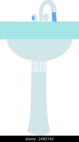 Sink, illustration, vector on white background. Stock Vector