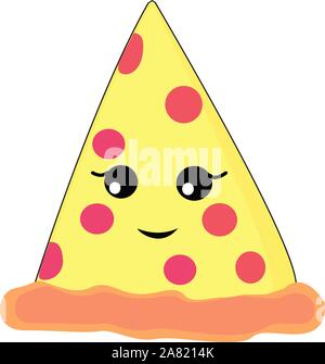 Pizza smile, illustration, vector on white background. Stock Vector