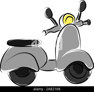 Gray scooter, illustration, vector on white background. Stock Vector