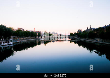 Sunrise in Paris from Pont des Arts, Paris, France Stock Photo