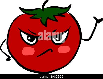 Angry tomato, illustration, vector on white background. Stock Vector