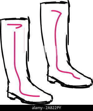 Pink boots, illustration, vector on white background. Stock Vector