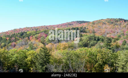 a hillside in newbury new hampshire covered with fall foliage Stock Photo