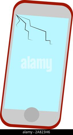 Broken screen, illustration, vector on white background. Stock Vector
