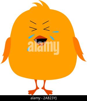 Crying bird, illustration, vector on white background. Stock Vector