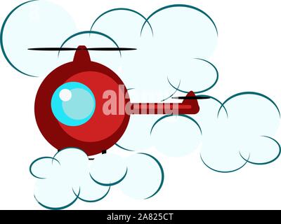 Helicopter flying, illustration, vector on white background. Stock Vector