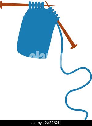 Knitting, illustration, vector on white background. Stock Vector