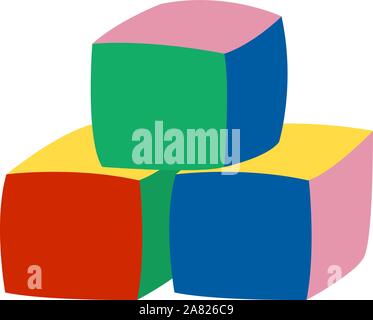 Cubes toy, illustration, vector on white background. Stock Vector