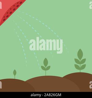 Plant in ground, illustration, vector on white background. Stock Vector