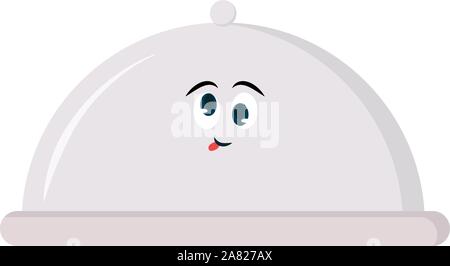 Serving tray lid, illustration, vector on white background. Stock Vector