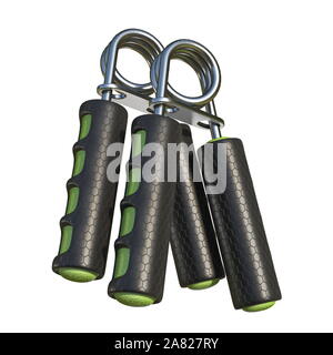 Two fitness hand grippers 3D render illustration isolated on white background Stock Photo