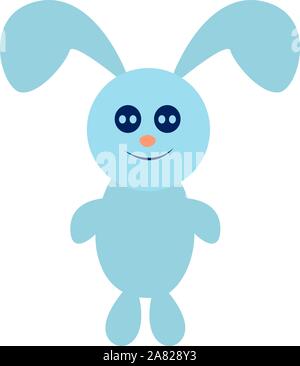 Blue bunny toy, illustration, vector on white background. Stock Vector