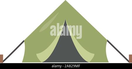 Green tent, illustration, vector on white background. Stock Vector