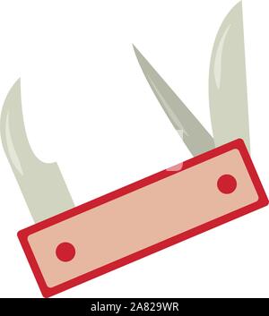 Swiss army knife, illustration, vector on white background. Stock Vector