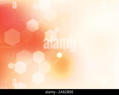 Orange technology and science background, abstract creative design with dot and line, hexagon shape on gradient background. Hi tech blue futuristic ba Stock Vector