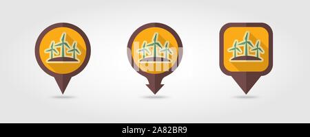 Windmill flat vector pin map icon. Map pointer. Map markers ...