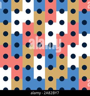Vector Seamless pattern background, design, modern rectangle with dot or circle inside. Pixel seamless pattern with colorful elements Stock Vector