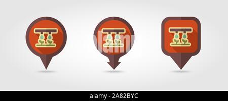Drip irrigation system flat vector pin map icon. Map pointer. Map markers. Agriculture sign. Graph symbol for your web site design, logo, app, UI Stock Vector