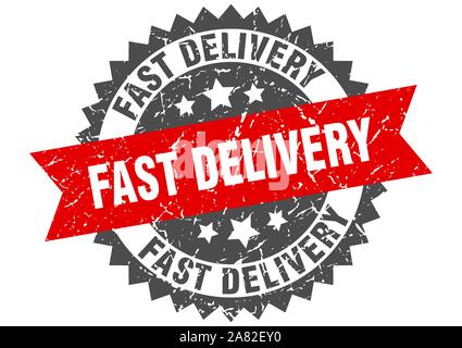 fast delivery grunge stamp with red band. fast delivery Stock Vector