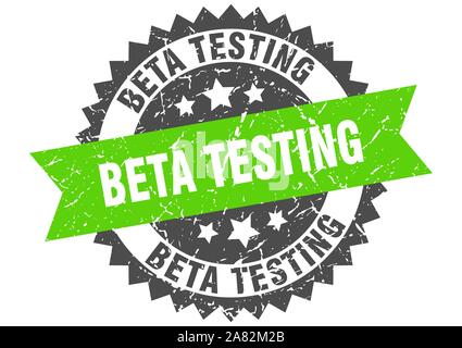 beta testing grunge stamp with green band. beta testing Stock Vector
