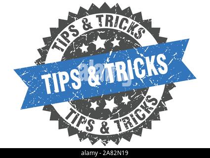 tips & tricks grunge stamp with blue band. tips & tricks Stock Vector