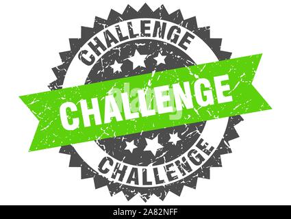 challenge grunge stamp with green band. challenge Stock Vector