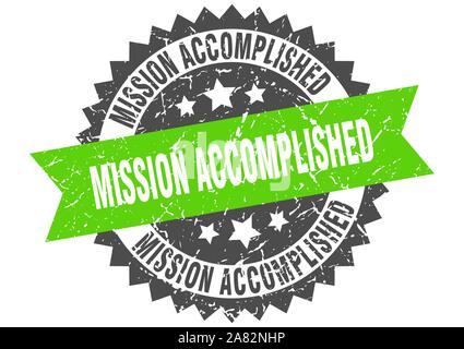 mission accomplished grunge stamp with green band. mission accomplished Stock Vector