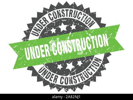 under construction grunge stamp with green band. under construction Stock Vector