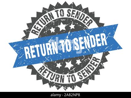 return to sender grunge stamp with blue band. return to sender Stock Vector